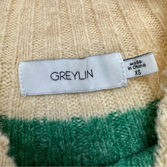 GREYLIN Ombré Funnelneck Knit Sweater XS-S Cream Beige Green Blue - Picture 8 of 10